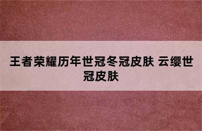 王者荣耀历年世冠冬冠皮肤 云缨世冠皮肤